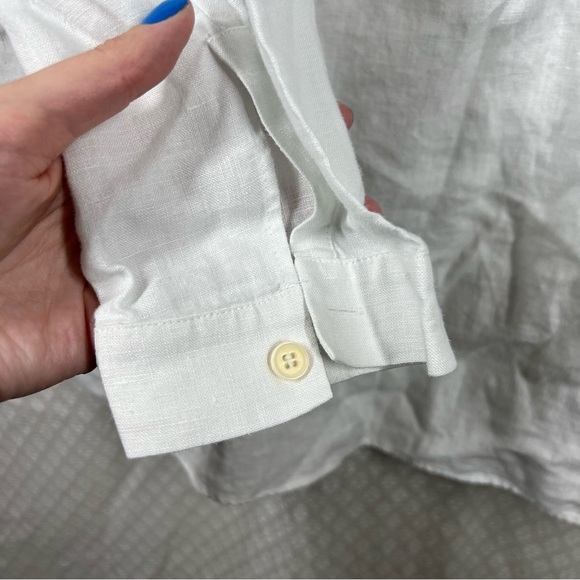 Lafayette 148 White Linen Popover Long Sleeve Oversized Top - Picture 4 of 7